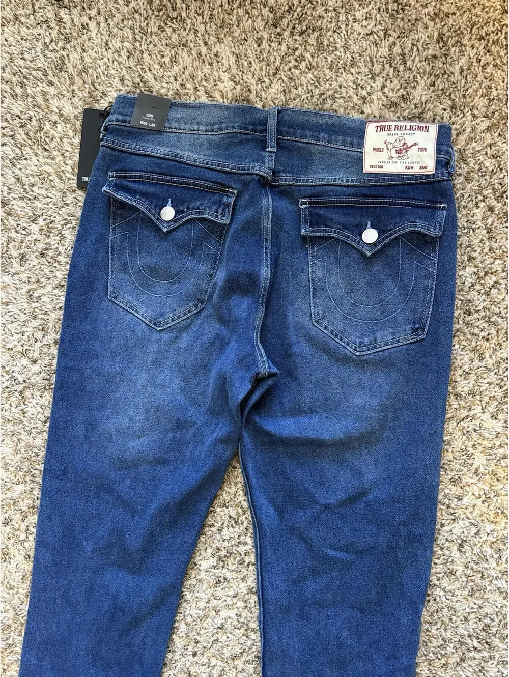 True Religion Geno Relaxed Slim Flap Jeans Men’s Size 34x32 Harmonious Wash NWT